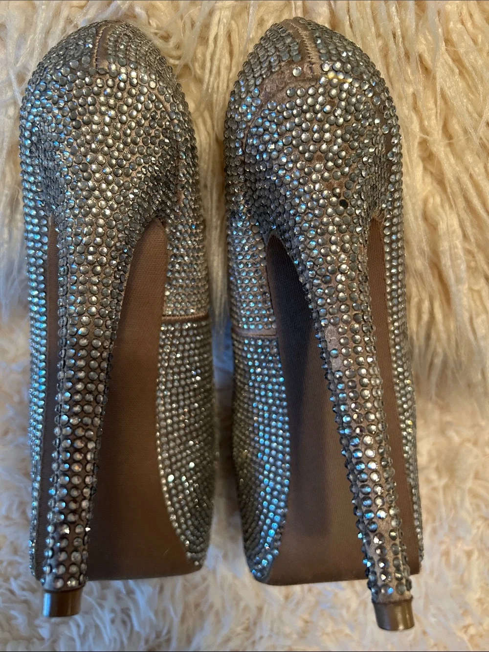 Steve Madden Silver Crystal-Studded Pointed-Toe Heels